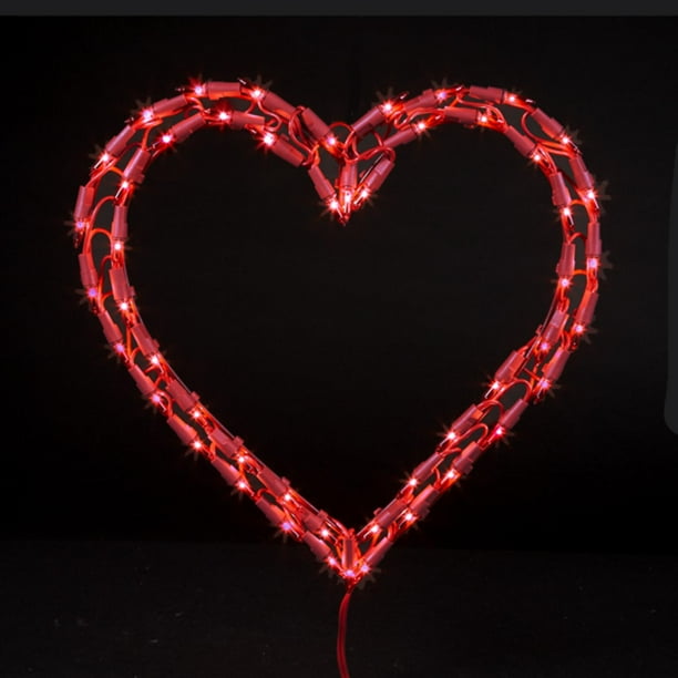 12&quot; Lighted Red Heart Valentine's Day Window Sillhouette Decoration