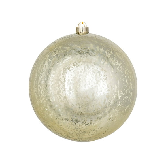 Vickerman 8" Christmas Ornament Ball, Champagne Shiny Mercury Finish, Shatterproof Plastic, Holiday Christmas Tree Decoration