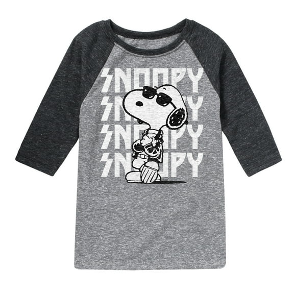 Peanuts - Snoopy Rock Name Repeat - Toddler And Youth Raglan Graphic T-Shirt