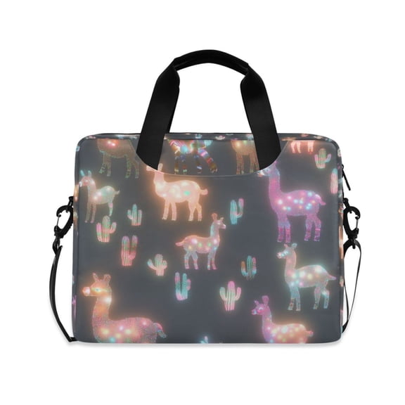 FORMRS 16" Laptop Bag Carrying Sleeve Case with Handle Travel Shoulder Briefcase, Neon Llamas Pattern