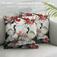 thumbnail image 3 of Nawypu White Crane Animal Square Pillow Cover Red Cherry Blossom Ink Painting Throw Pillow Cover for Living Room Bed Japanese Style Mountain Home Decor Party Sofa Cushion Case, 3 of 5
