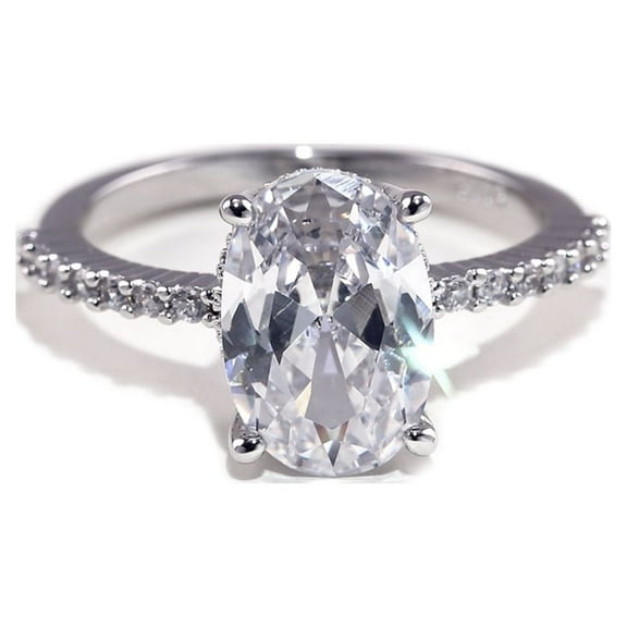 L.YY Women's Stylish Ring: Exquisitely Zircon-Set White Gold, Size 7