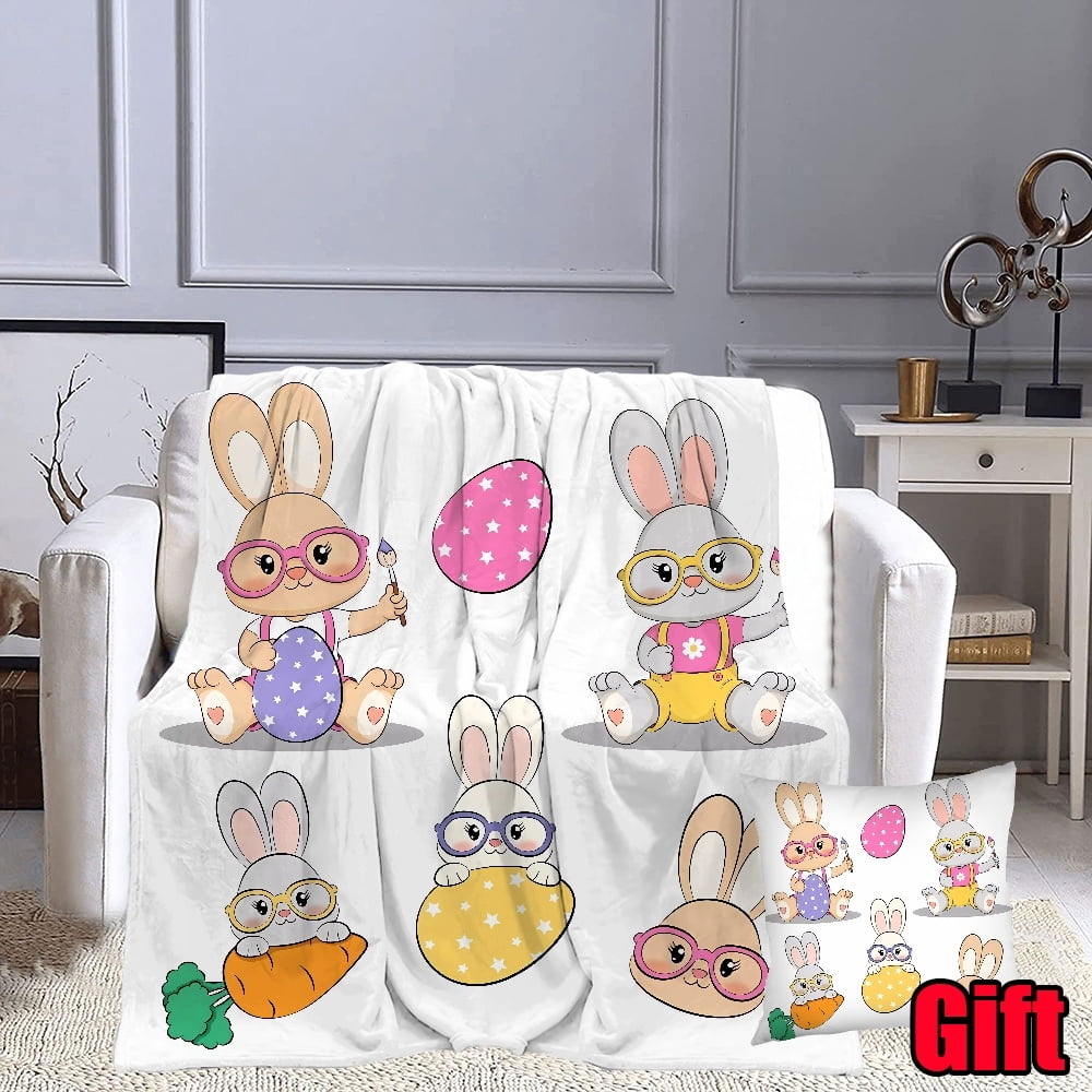 Easter Bunny Blanket With Pillowcases Bed Sofa Living Room UltraSoft