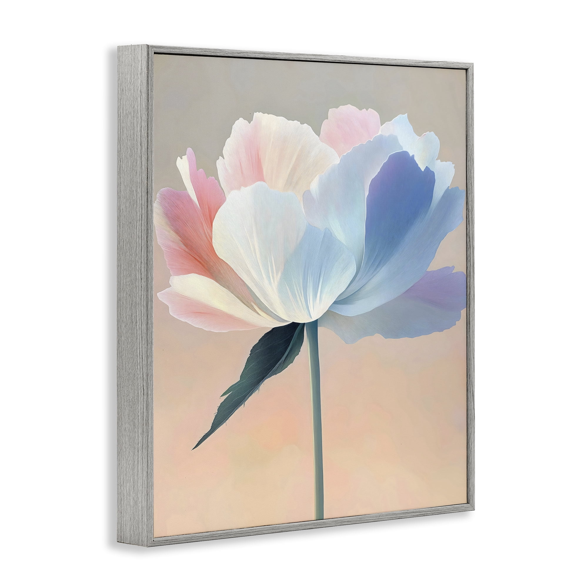 Stupell Industries Pink & Blue Flower Serenity Gray Framed Giclee Art, design by The Prints Vibe