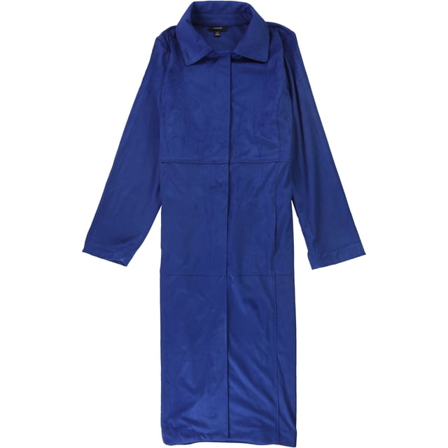 Alfani Maxi vestido de chaqueta de gamuza sintética para mujer, azul, mediano