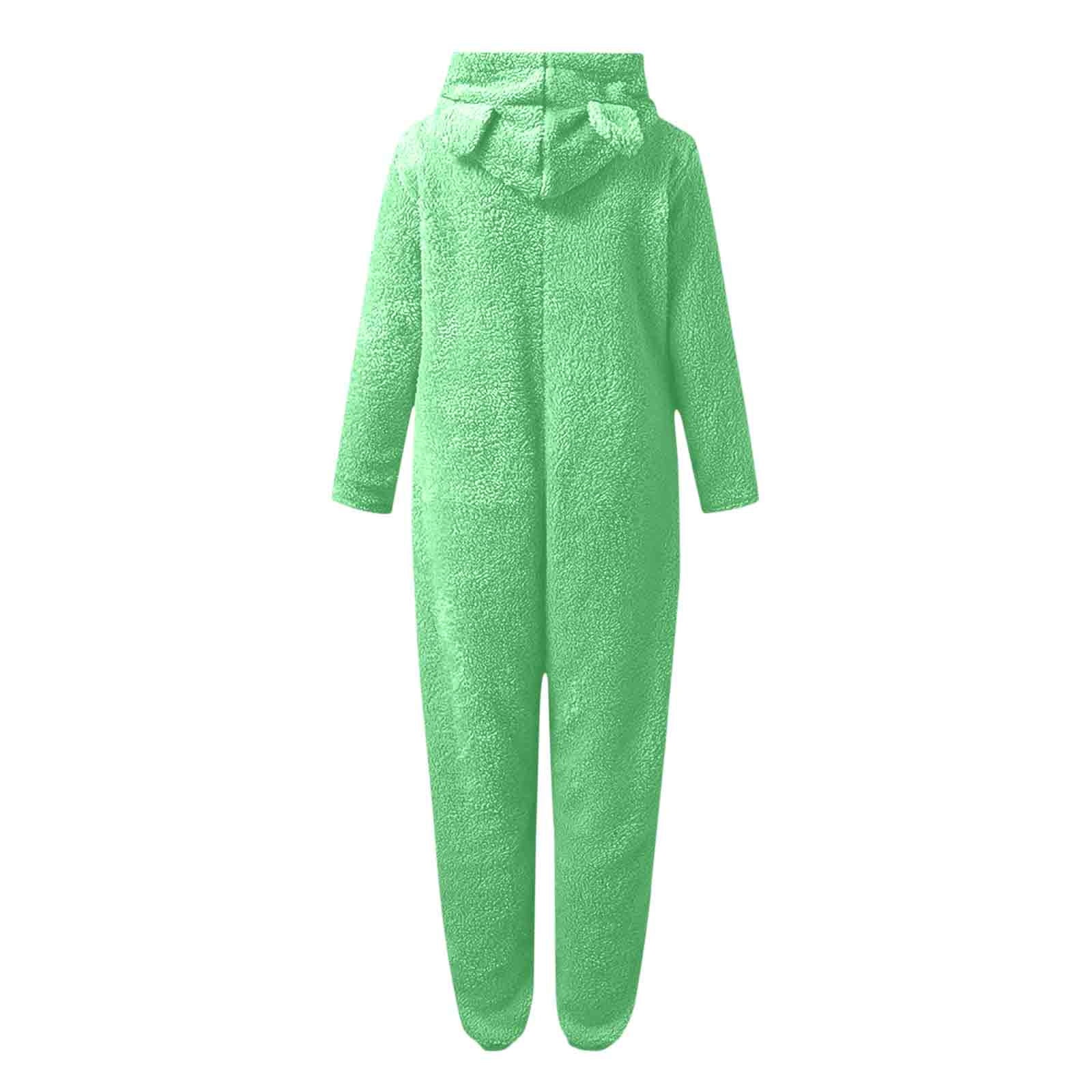 FRSASU Womens Fleece Onesies Pajamas Jumpsuit Warm Sherpa Romper Sleepwear One Piece Zipper Hooded Playsuit Loungewear