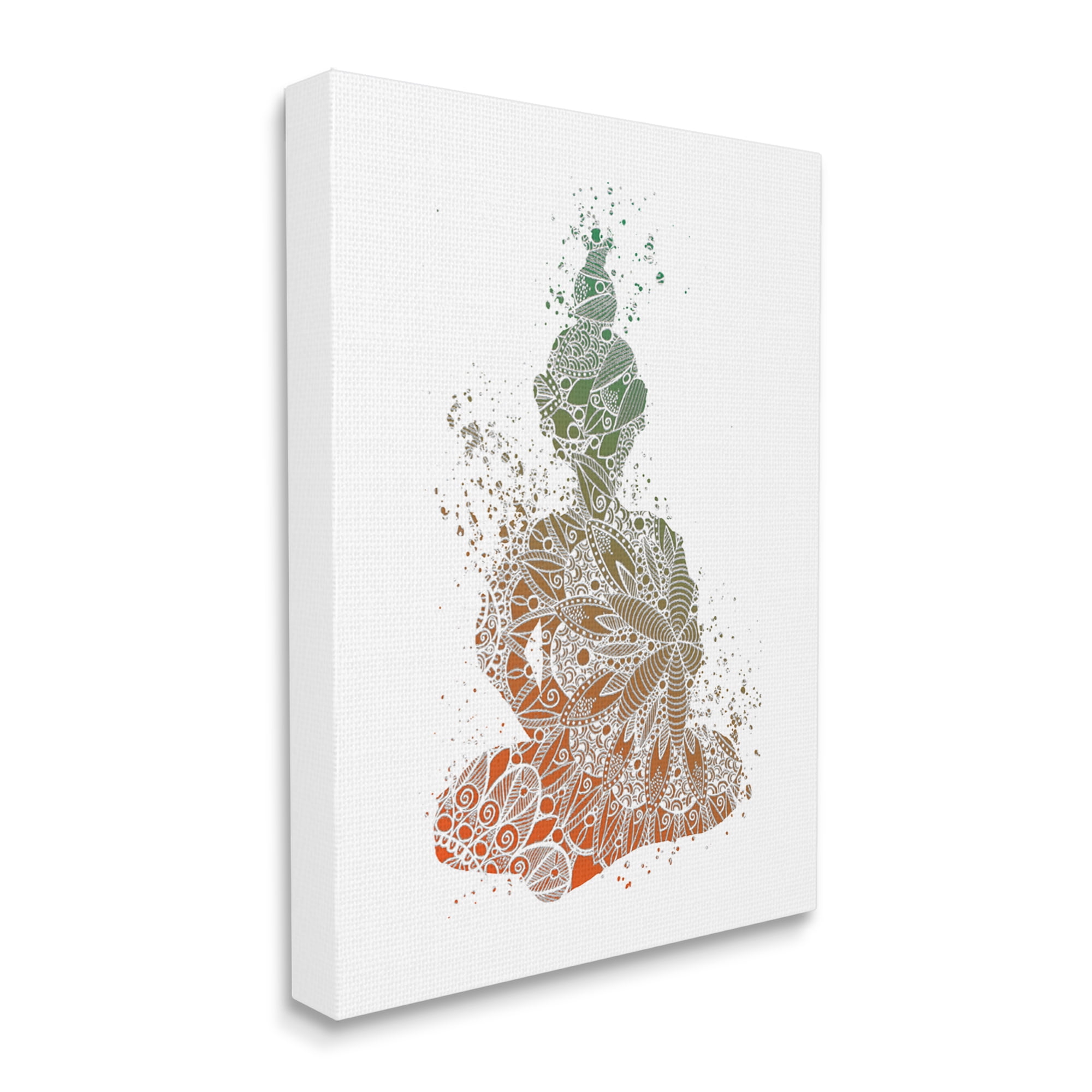 Stupell Industries Modern Floral Buddha Abstract Painting Gallery Wrapped Canvas Print Wall Art, 24 x 30