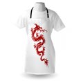 thumbnail image 3 of Japanese Dragon Apron Japanese Mythology Theme Ornamental Figure Red Silhouette Fiery Character, Unisex Kitchen Bib Apron with Adjustable Neck for Cooking Baking Gardening, Red White, by Ambesonne, 3 of 3