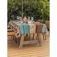 thumbnail image 3 of Outdoor Tablecloth with Umbrella Hole for Patio/Picnic/Party/Camping, Western Texas Star Vintage Waterproof Table Cloth Rectangle Table Cover Washable, Retro Farmhouse Turquoise Brown Wood (60"x 84"), 3 of 8