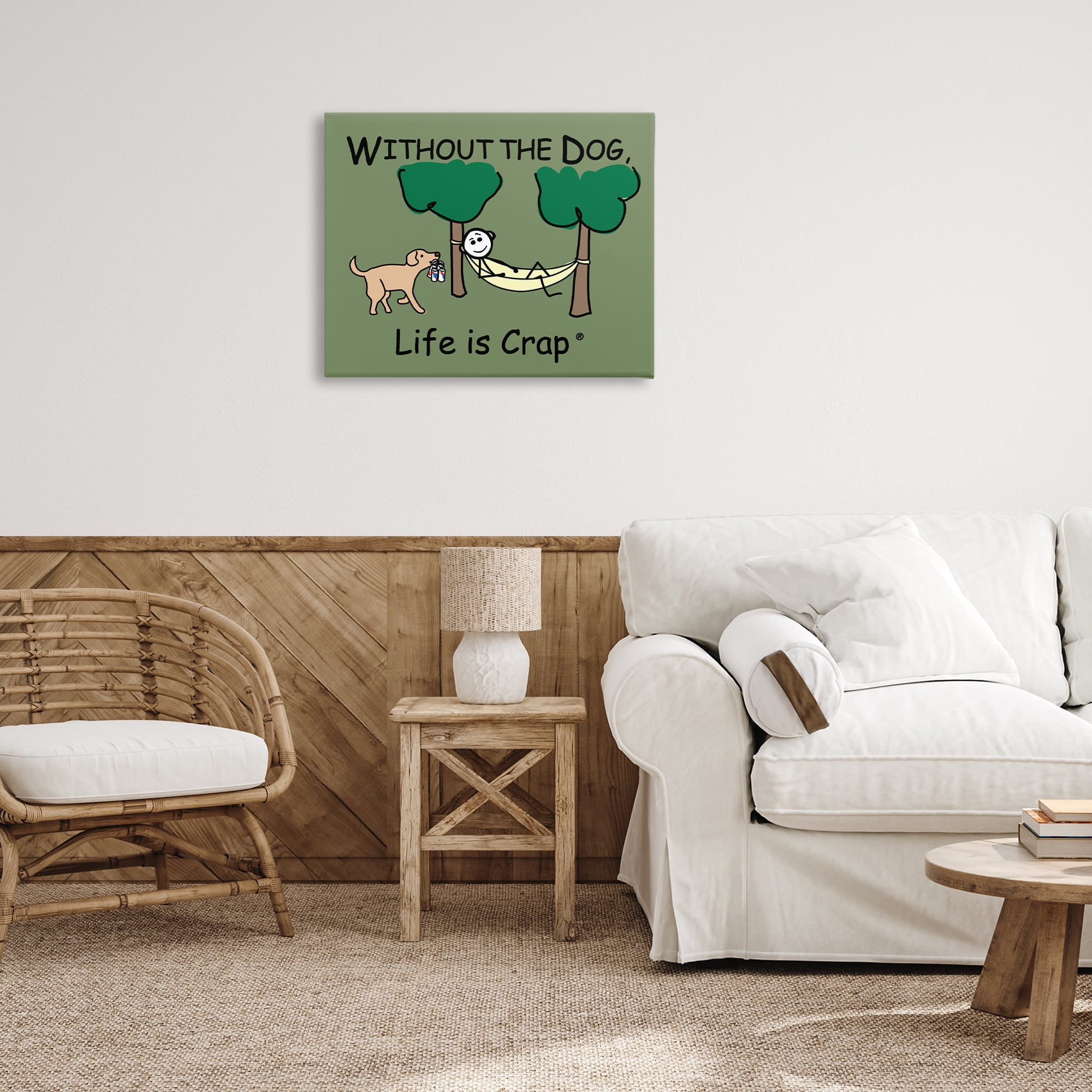 Stupell Industries Life Crap Without Dog Novelty & Humor Painting Wrapped Canvas Art Print Wall Art, 30 x 24