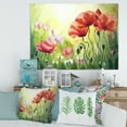 thumbnail image 2 of Designart ' Blossoming Red and Purple Poppies In The Morning I ' Traditional Canvas Wall Art Print, 2 of 4