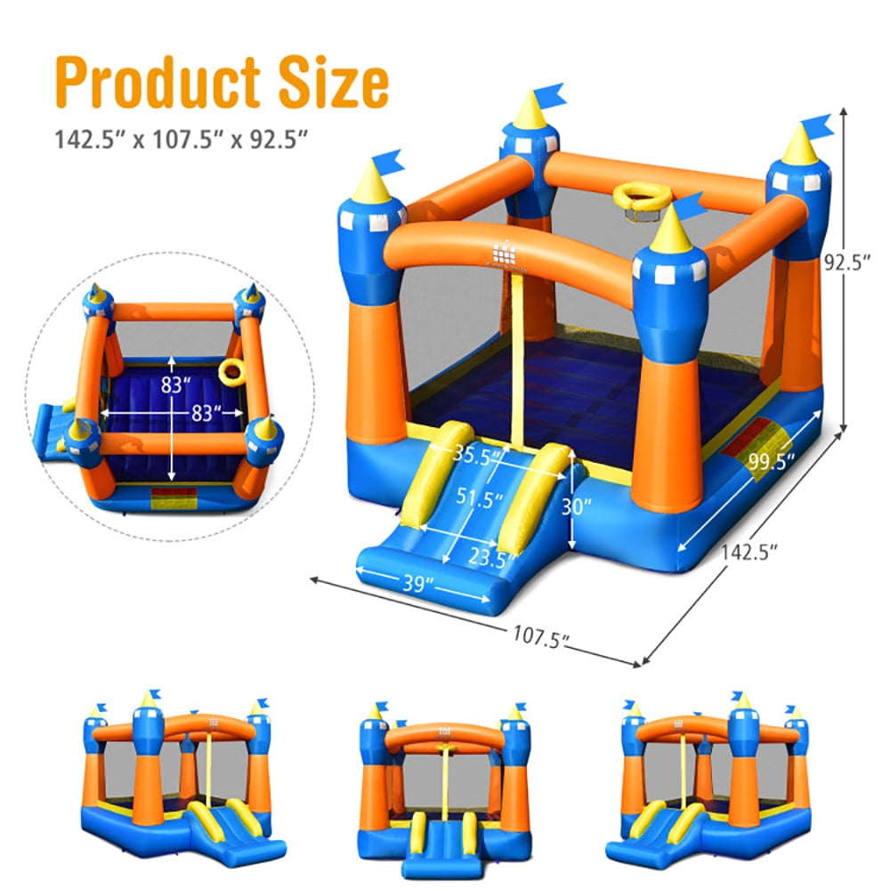 Aimee Lii Kids Inflatable Bounce House Magic Castle with Large Jumping Area with 735W Blower, Playhouse for Kids Outdoor