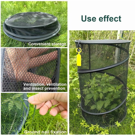 Plant net cage pop-up plant cover film 2-piece set for instant garden protection | insect and bird protection for vegetables, flowers, and seedlings