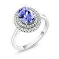 thumbnail image 2 of Gem Stone King 925 Sterling Silver Oval Blue Tanzanite Halo Engagement Ring for Women (2.36 Cttw, Gemstone December Birthstone, Oval 8X6MM, Size 6), 2 of 4
