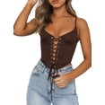 thumbnail image 2 of Pudcoco Women Close-fitting Bandage Camisole, Solid Color V-neck Tanks, 2 of 7