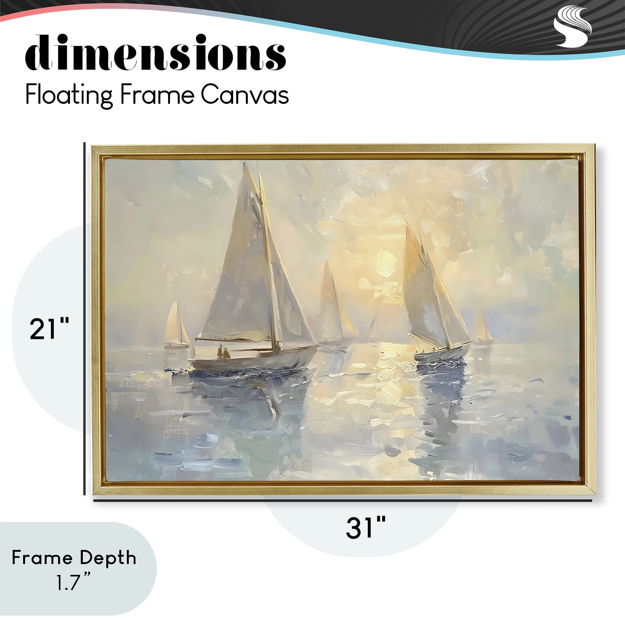 Stupell Industries Sunset Sailboats Glow Gold Framed Floater Canvas Wall Art, design by Creative Studio