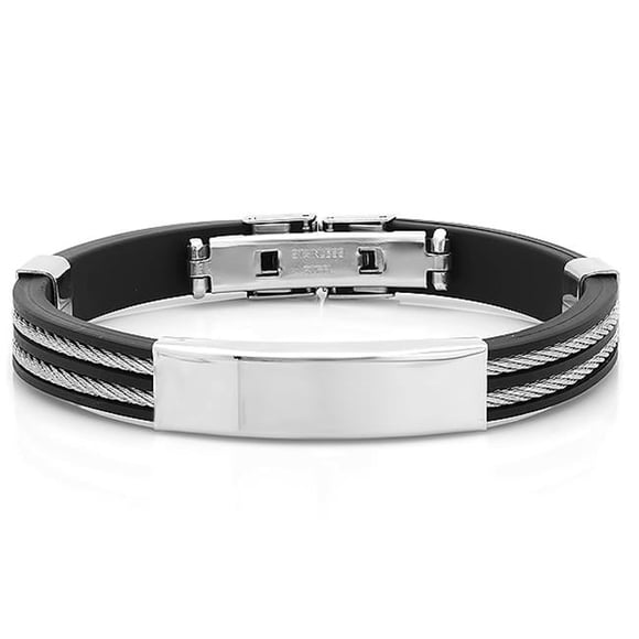 Mens 9 In. Black Rubber Bracelet