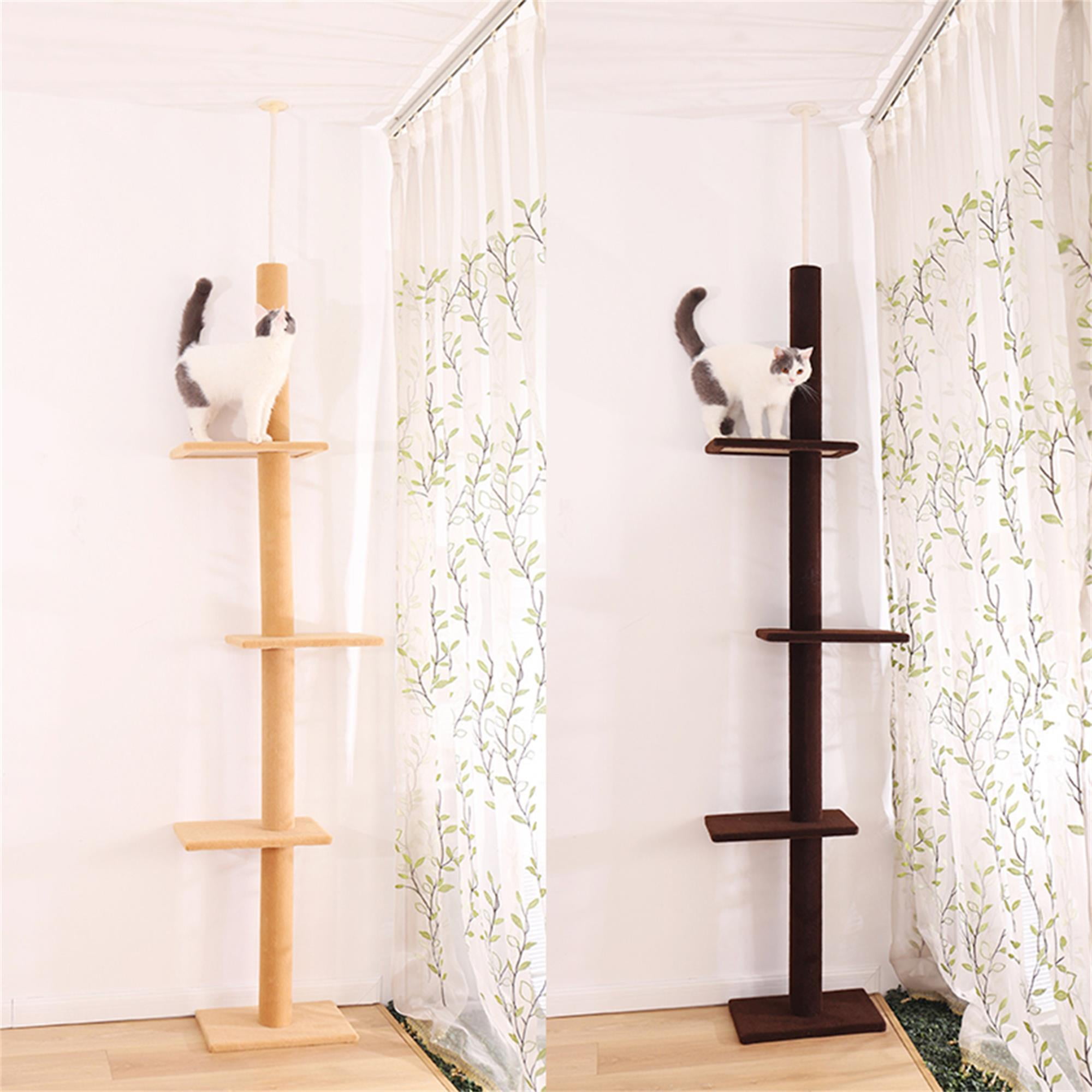 Kadyn 3-Tier Cat Tree Tower for Indoor Cats, Floor-to-Ceiling Cat Climbing Tree Modern Cat Tower 9 Feet (Adjustable 90"-108" Tall), Gray