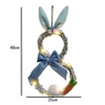 thumbnail image 3 of Easter Decorations Bunny Wreath with LED Lights  Handmade Bunny Shaped Spring Wreath Gift Carrot Egg Rabbit Garland for Front Door  Easter Rattan Wreaths Pendant Decor, 3 of 4