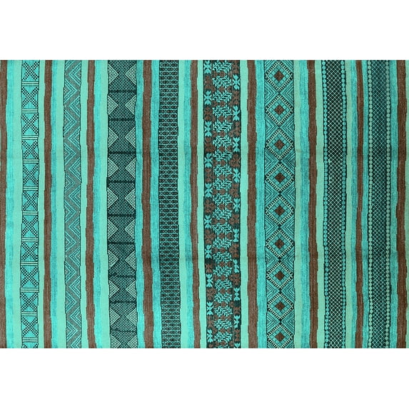 Ahgly Company Machine Washable Indoor Rectangle Solid Turquoise Blue Modern Area Rugs, 2' x 5'