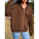 thumbnail image 3 of Sudadera de lana con capucha de color sólido XXL para mujer, chaqueta de manga larga, top holgado con cremallera para calle, color negro, 3 of 6