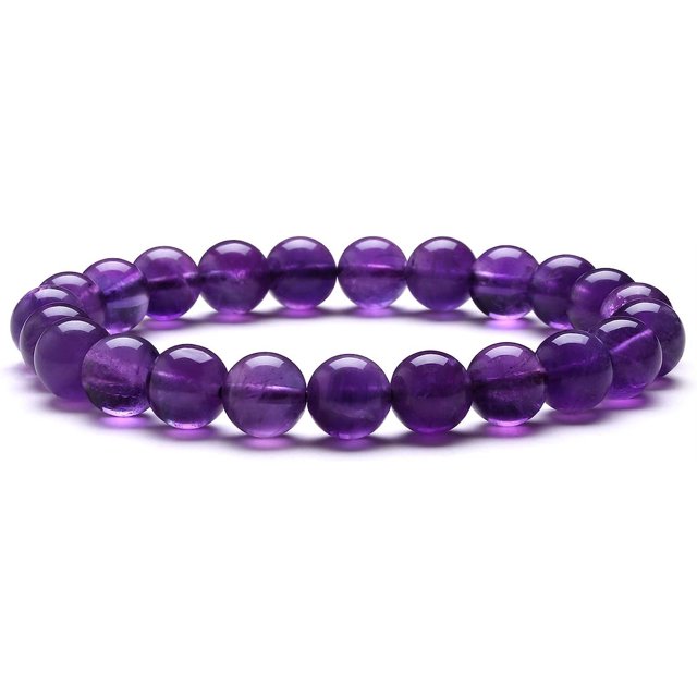 Pulsera de piedra natural liwang Amatista Natural 8 mm 16 cm 2 piezas