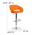 thumbnail image 6 of Flash Furniture Erik Contemporary Orange Vinyl Adjustable Height Barstool with Rounded Mid-Back and Chrome Base, 6 of 12