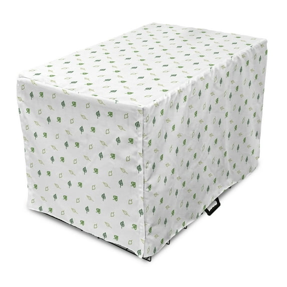 Leaf Dog Crate Cover, Modern and Minimalistic Leaves Style with Abstract Pattern Design Image Print, Easy to Use Pet Kennel Cover Small Dogs Puppies Kittens, 7 Sizes, Green, by Ambesonne