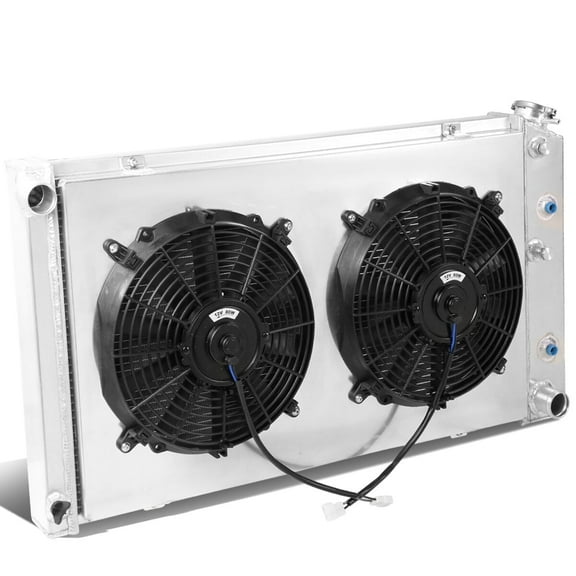 DNA Motoring 3-Row Tri-Core Aluminum Radiator   12V Fan for Buick Cadillac Chevrolet GMC Oldsmobile Plymouth Pontiac
