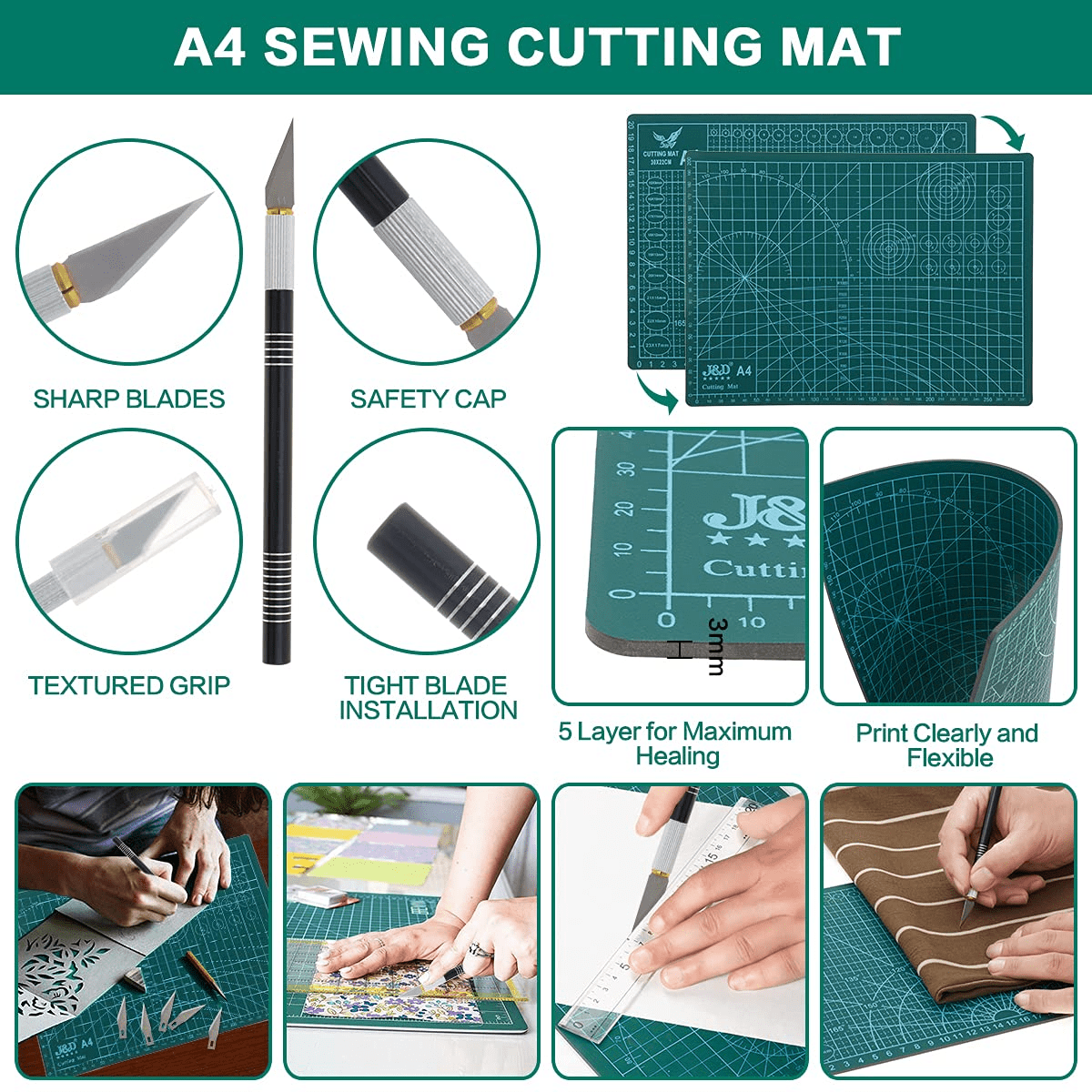 Rotary Cutter SetSewing Quilting Supplies45mm Fabric CuttersA3 Cutting  Mat
