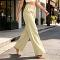 thumbnail image 5 of Women's High Waist Button Wide Leg Pants Loose Casual Trousers With Pockets For All, 5 of 6