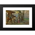 thumbnail image 2 of Wacław Pawliszak 24x17 Black Modern Framed Museum Art Print Titled - Horses at the Waterhole, Sketch (1898), 2 of 5