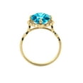 thumbnail image 4 of 14K Yellow Gold 1.25 ctw Blue Topaz Ring with Diamonds Flower Leaves Halo, 4 of 7
