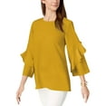 thumbnail image 2 of ALFANI $70 Womens New 1353 Yellow Ruffled Zippered 3/4 Sleeve Top XL B+B, 2 of 4