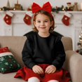 thumbnail image 3 of Uorisanigo Toddler Girl Black Sweatshirt Crewneck Long Sleeve Shirts Tops 1-2T Kids Oversized Sweatshirts Ruffle Shoulder Pullover Hoodies Tops Fall Winter Spring Clothes, 3 of 7