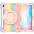 thumbnail image 4 of ELEHOLD Military Grade Shockproof Case for Samsung Galaxy Tab A9, Heavy Duty Protection Ring Stand Cover, Adjustable Angel, Detachable Shoulder Strap, Pencil Holder, Colorful Rosegold, 4 of 11