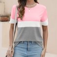 thumbnail image 6 of Shirts for Women Short Sleeve Round Neck Striped Printed Casual T-shirt Pink XXXXXL, 6 of 6