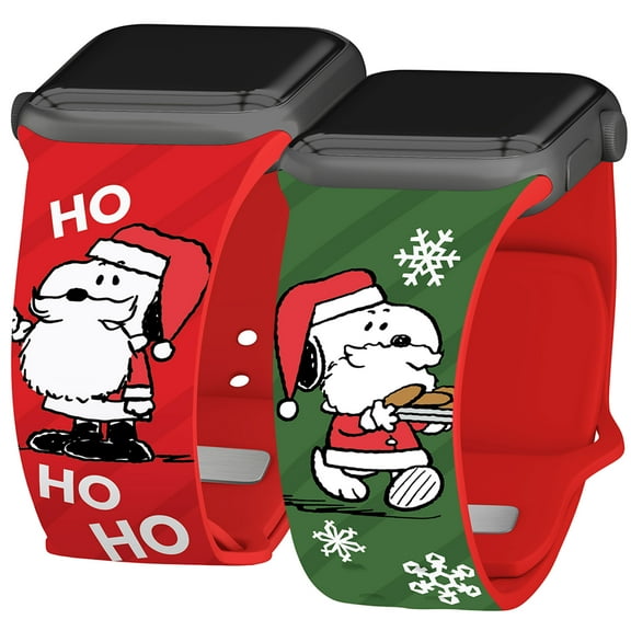 Peanuts Holiday Happiness HD Unisex Watch Band for Apple Watch - 42/44/45/49mm(46mm Series 10) Short Ho Ho Ho by Affinity Bands