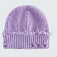 thumbnail image 2 of Unisex Adult Distressed Knit Beanie, Winter Y2K Punk Goth Slouch Hat,One Size, 2 of 3