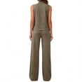 thumbnail image 3 of Women's Summer Matching Lounge Set Sleeveless High Neck Tank Top Flowy Wide Leg Pants for Daily Vacation Light Brown 2XL, 3 of 3