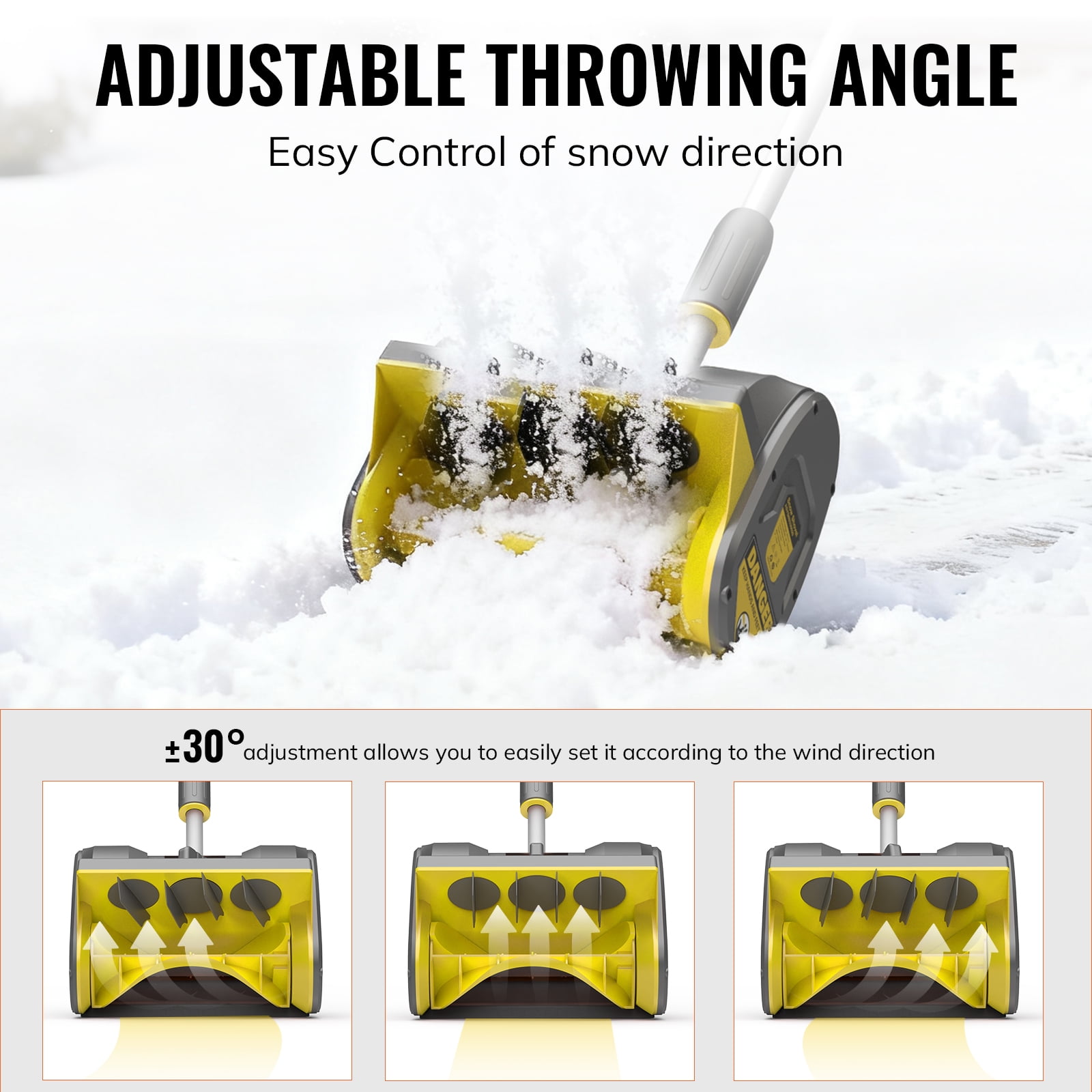 Tcisa 12" Electric Snow Shovel  Cordless with 20V 4Ah Battery, Lightweight Snow Blower, with Adjustable 180° Snow Throw,  for Driveway, Patio & Sidewalk