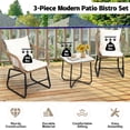 thumbnail image 4 of Gymax 3PCS Outdoor Bistro Set Rattan Patio Conversation Set w/ Off White Cushions, 4 of 10