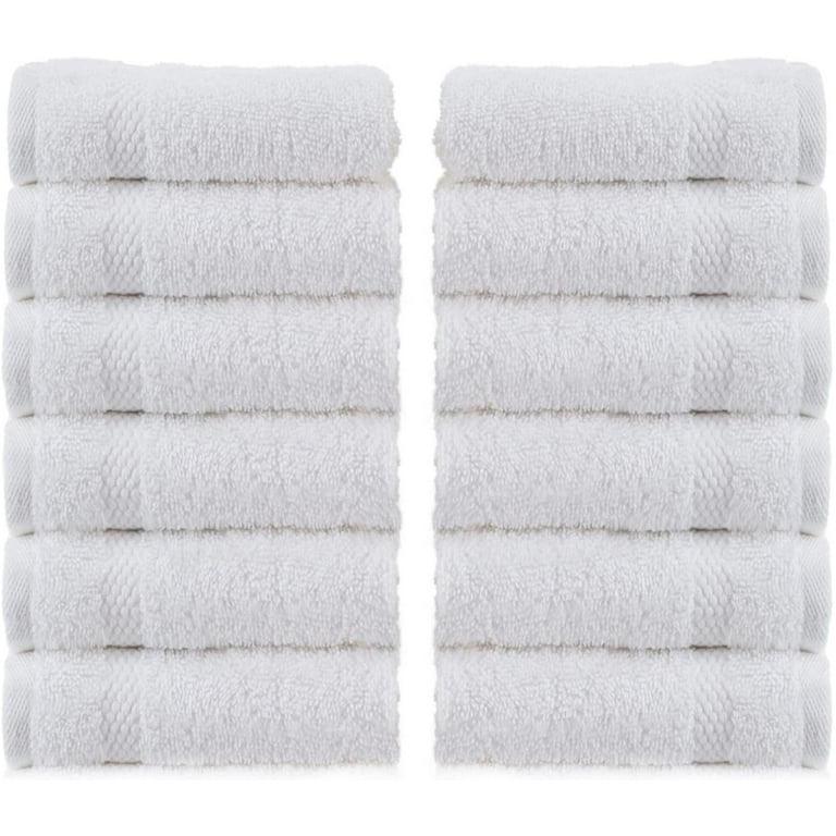 Royalz Collection Luxurious White Washcloths 12 Pack 550 GSM 100