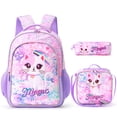 thumbnail image 3 of Gocvo 3pcs Little Girls Backpack for School, Cat Sequin School Backpack with Lunchbox, Cute Bookbag for Kids, 3 of 11