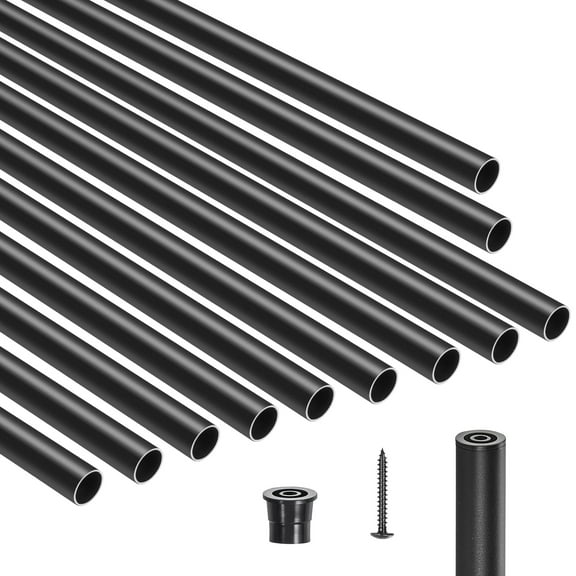 KFFKFF Stair Railing Spindles Set of 101, 26-Inch Aluminum Staircase Balusters, 3/4 Inch Durable Round Metal Railing, Hollow Deck Railing Including Rail Caps & Screws, Ideal for Stairs, Porch, Patio