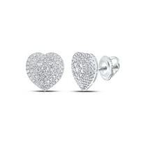 10K White Gold Genuine Diamond Women's Cluster Halo Heart Stud Earrings 1.50 CT