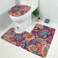 thumbnail image 2 of Multicolor Paisley and Floral Pattern Bathroom Rugs Sets 3 Piece,Toilet Cover Set,Absorbent Non Slip Bathroom Mats Sets with U-Shaped Contour Rug Toilet Rug Set, 2 of 5