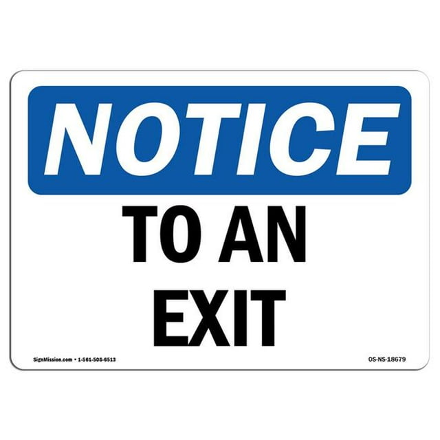 SignMission OS-NS-A-1824-L-18679 Panneau de Signalisation OSHA 18 x 24 Po - vers une Sortie