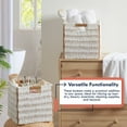 thumbnail image 4 of Ornavo Home Wicker Storage Cubes Bin, 9 Inch Storage Shelf Basket Collapsible Natural Hand Woven Paper Storage Cube Bin with Handles - Set of 4, White/Brown, 4 of 7