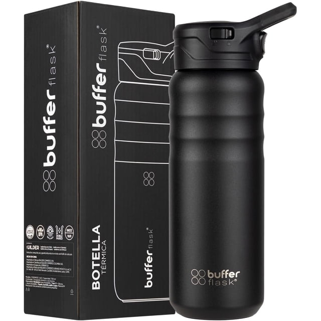 Termo Acero Inoxidable de 700 ml – Botella Térmica Antigoteo y Hermética – Termo Acero para Agua Fría 24h y Caliente 12h - Termos para Agua - 24 Oz (IVORY, 700 ml / 24 Oz),BLACK